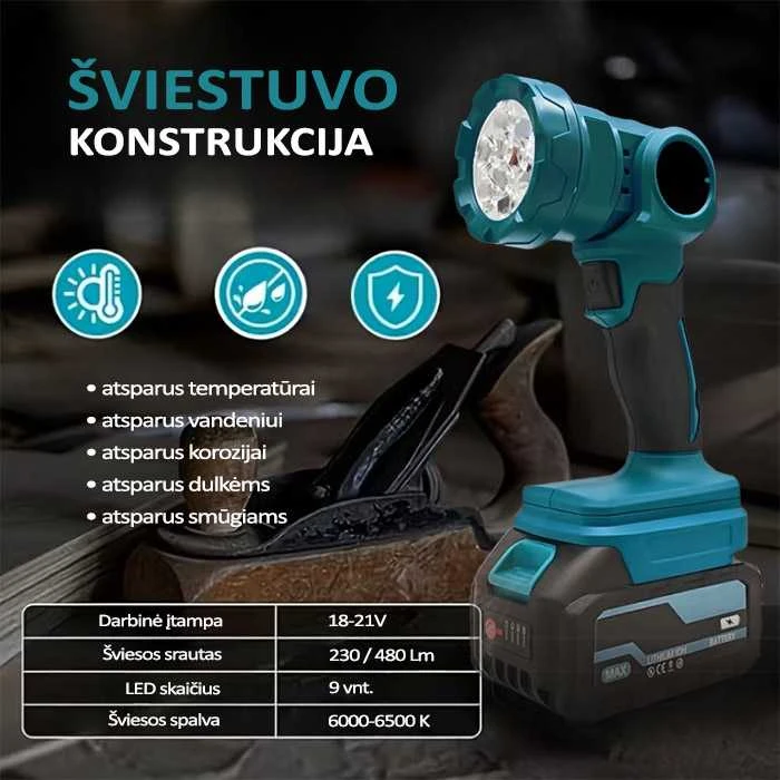 MMD LED prožektorius Makita akumuliatoriams 18V L9 480Lm 3W