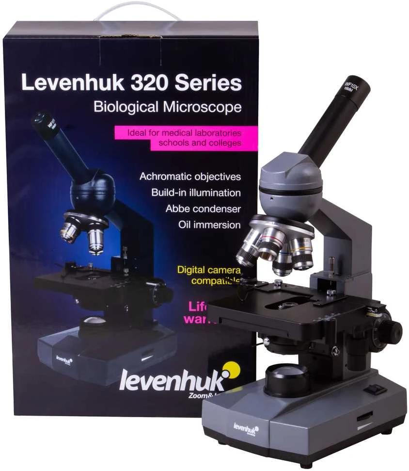 Biologinis mikroskopas su koordinuotu stumdomu staliuku Levenhuk 320 40x-1000x