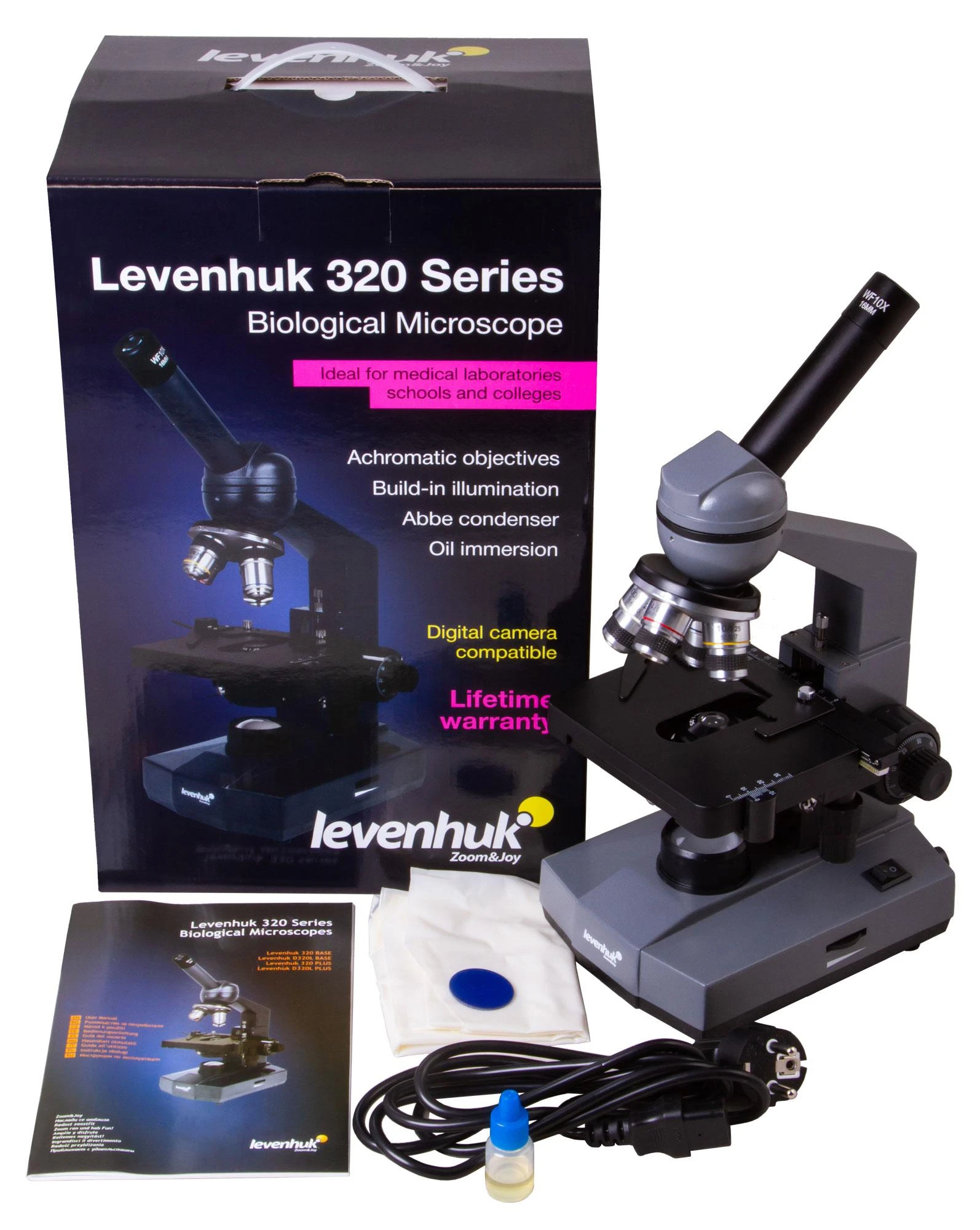 Biologinis mikroskopas su koordinuotu stumdomu staliuku Levenhuk 320 40x-1000x