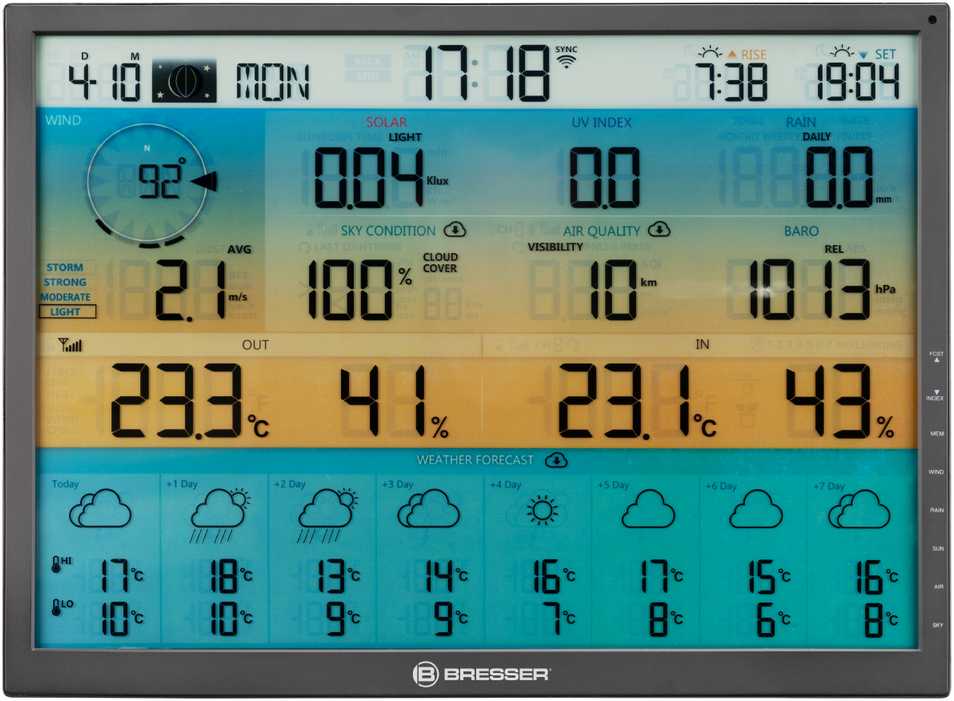 BRESSER 8 dienų 4CAST XL WIFI orų centras 7-in-1