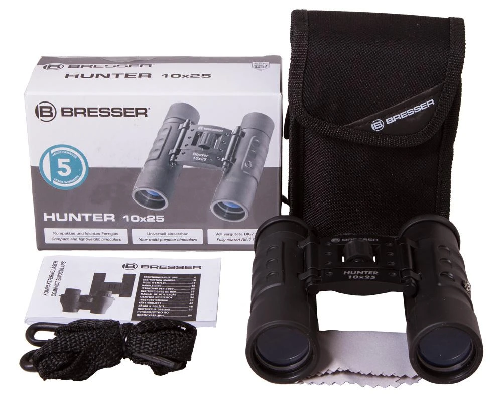 Bresser Hunter10x25 Kompaktiški Neperšlampami Kišeniniai Žiūronai