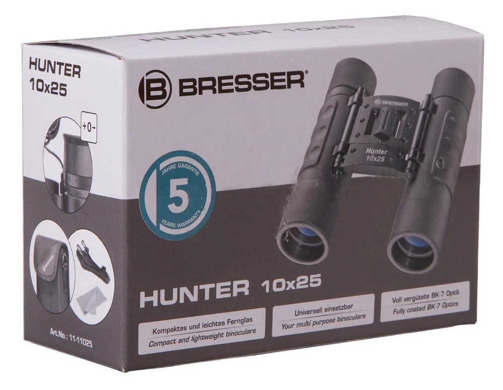 Bresser Hunter10x25 Kompaktiški Neperšlampami Kišeniniai Žiūronai