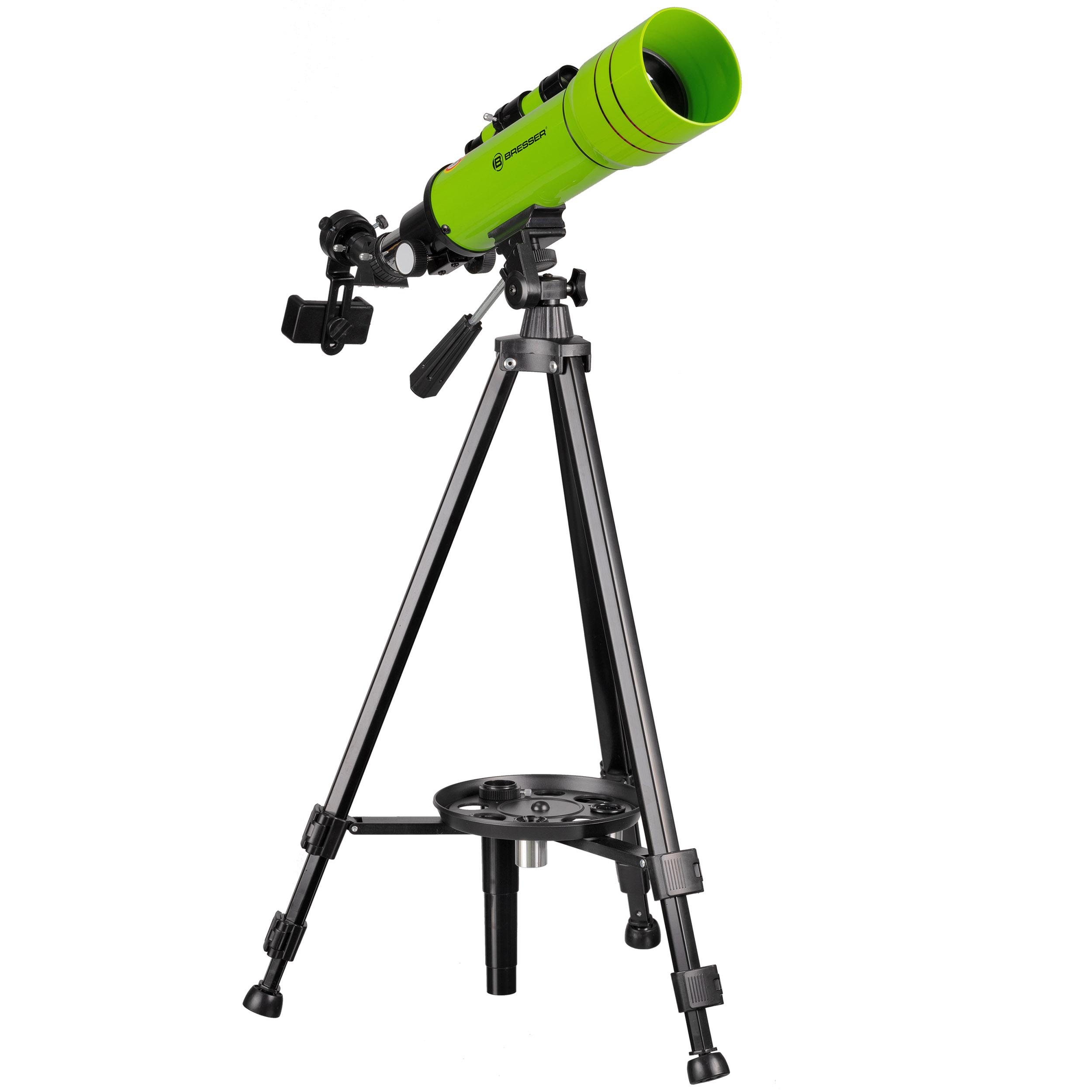BRESSER JUNIOR refrakcinis teleskopas 70/400 su kuprine, žalias