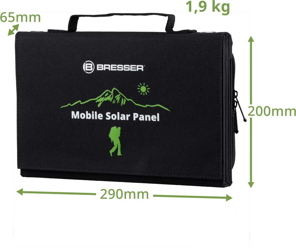 BRESSER mobilus saulės įkroviklis 40 vatų su USB ir nuolatinės srovės išvestimi