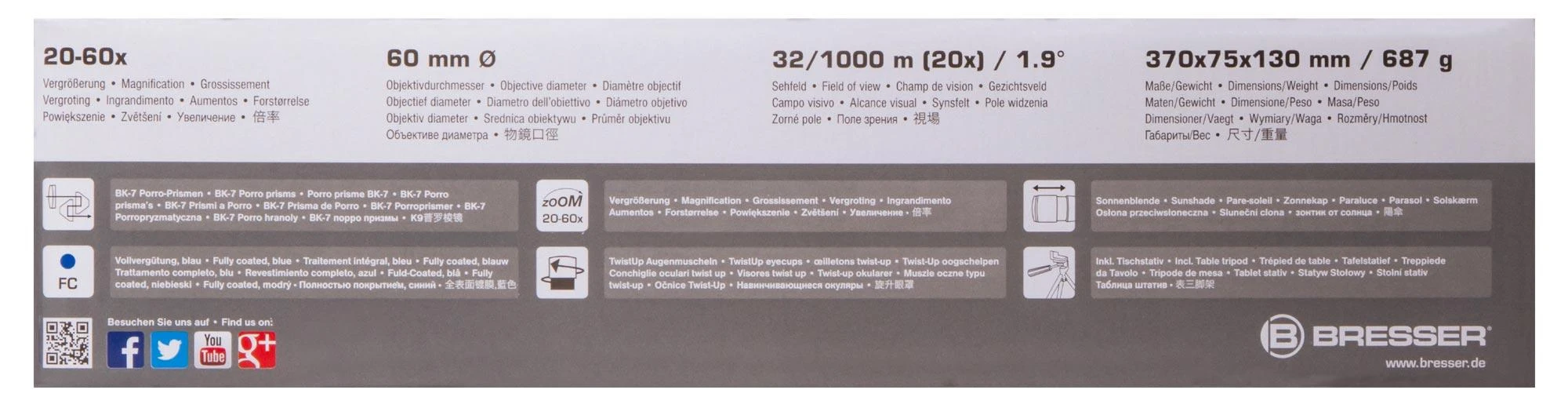 Stebėjimo monoklis Bresser Travel 20–60x60