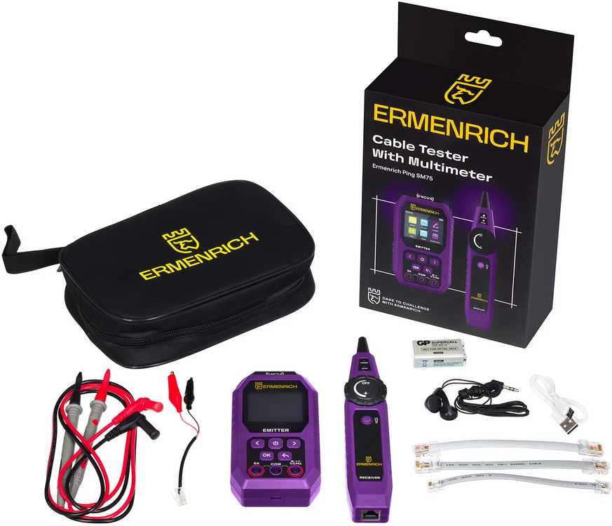 Ermenrich Ping SM75 kabelių testeris su multimetru