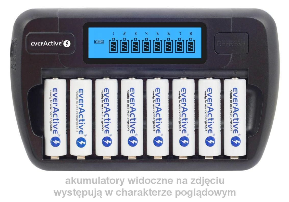 everActive 1-12 AA/AAA elementų kroviklis su LCD ekranu