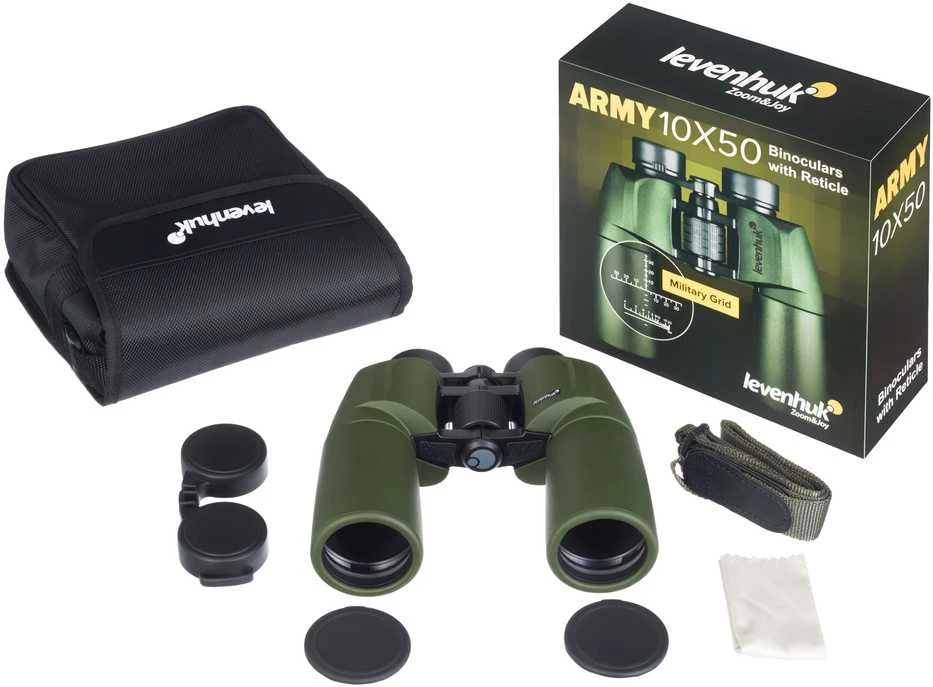 Levenhuk Army 10x50 žiūronai su tinkleliu