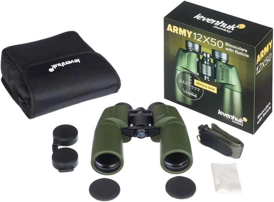 Levenhuk Army 12x50 žiūronai su tinkleliu