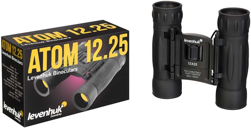 Levenhuk Atom 12x25 Neperšlampami Kompaktiški Žiūronai