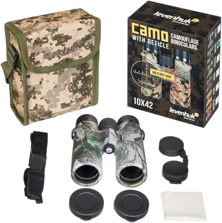 Levenhuk Camo Dots 10x42 žiūronai su tinkleliu