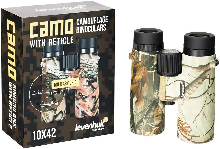 Levenhuk Camo Dots 10x42 žiūronai su tinkleliu
