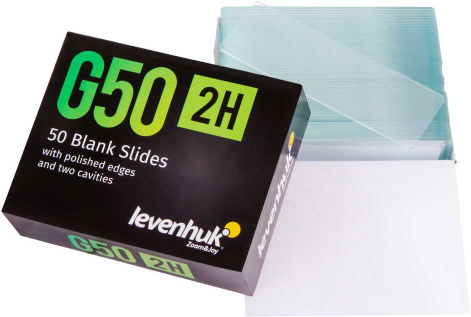 Levenhuk G50 2H Double Cavity Blank Slides, 50 vnt