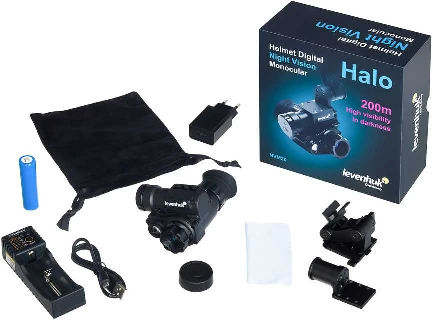 Levenhuk Halo NVM20 skaitmeninis naktinio matymo monokuliaras su šalmo laikikliu