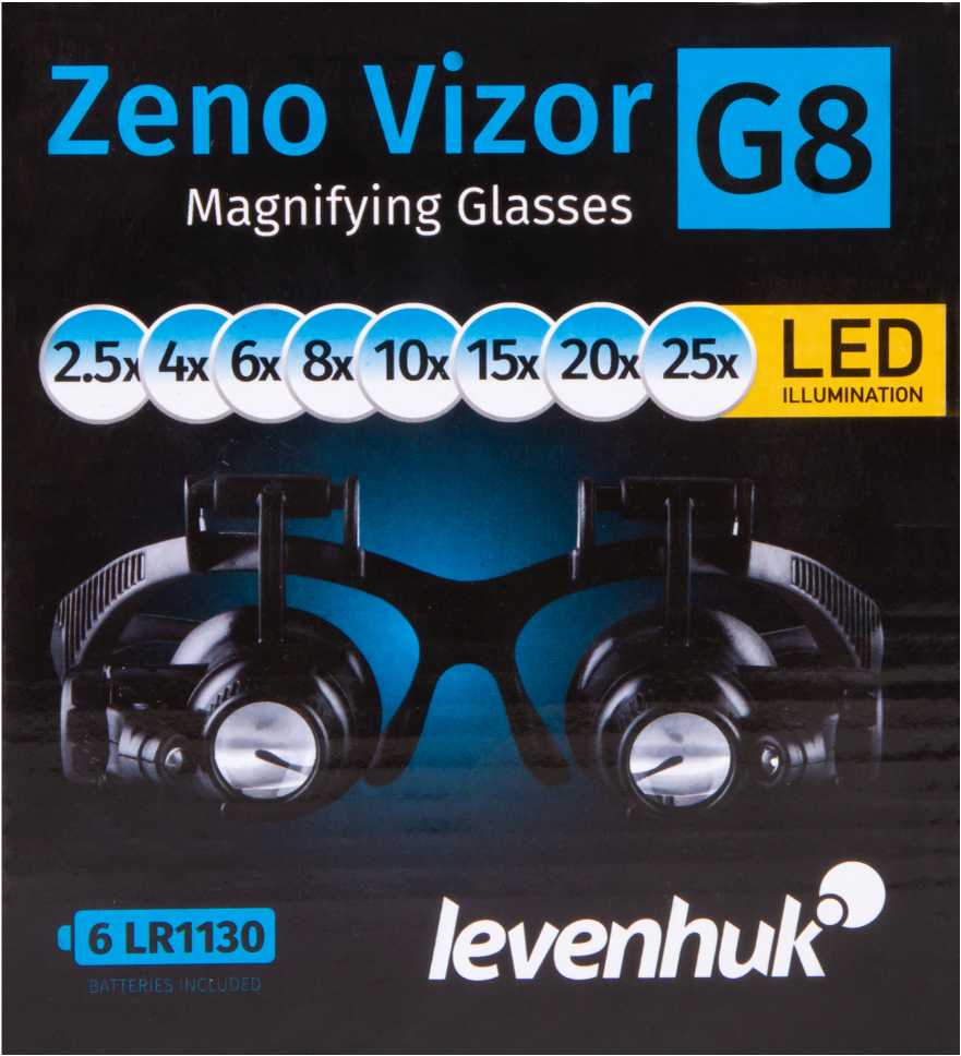 Levenhuk Zeno Vizor G8 Magnifying Glasses 2.5/4/6/8/10/15/20/25x
