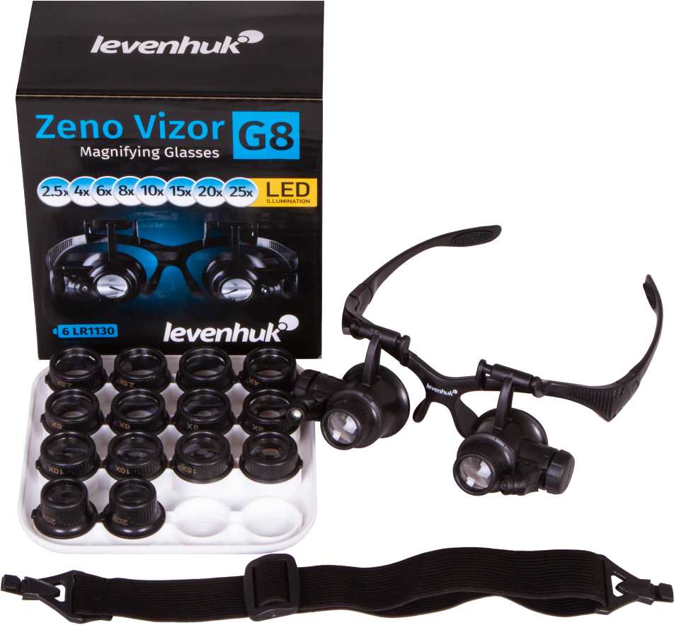 Levenhuk Zeno Vizor G8 Magnifying Glasses 2.5/4/6/8/10/15/20/25x