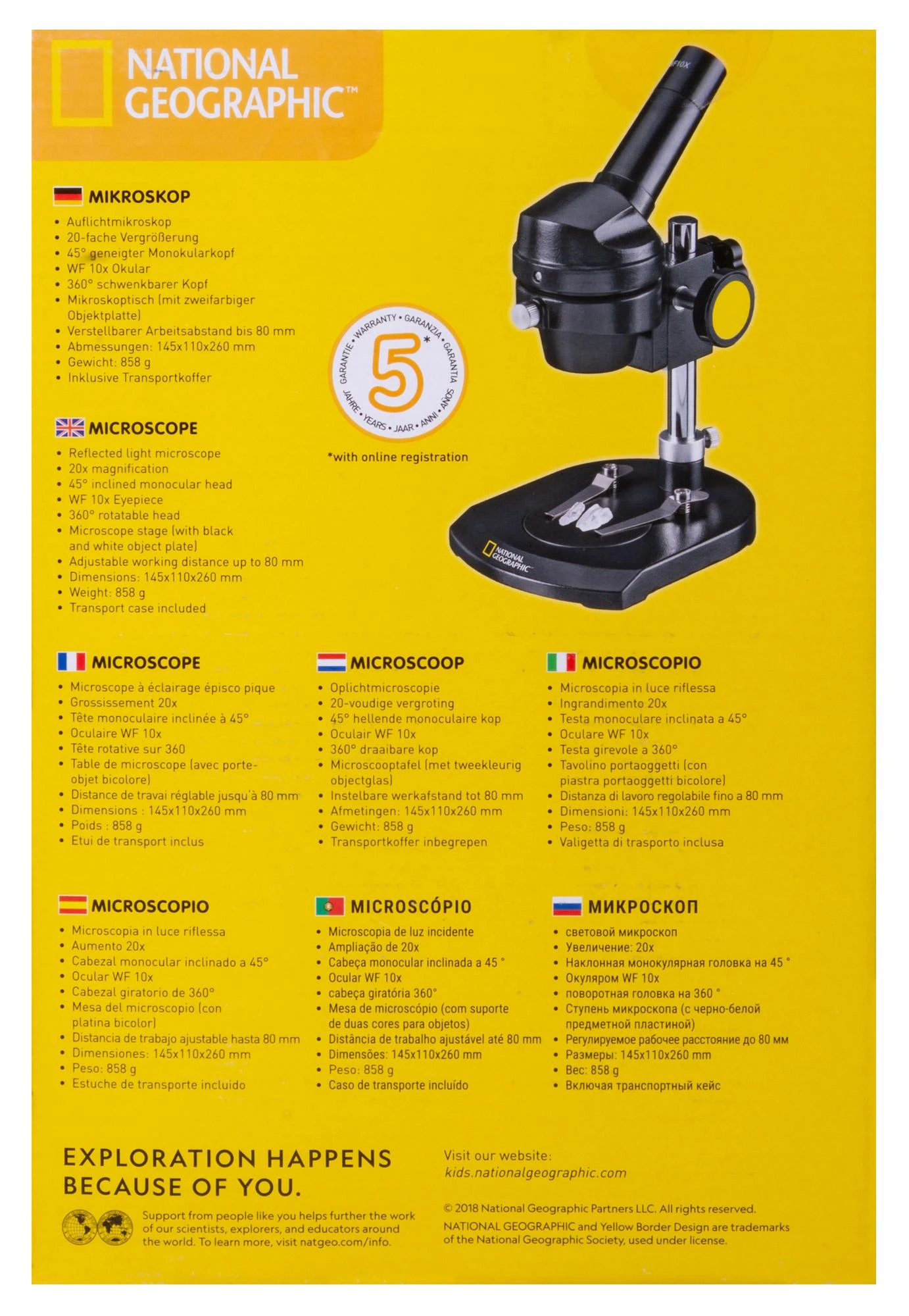 Mikroskopas Bresser National Geographic 20x, monokulinis