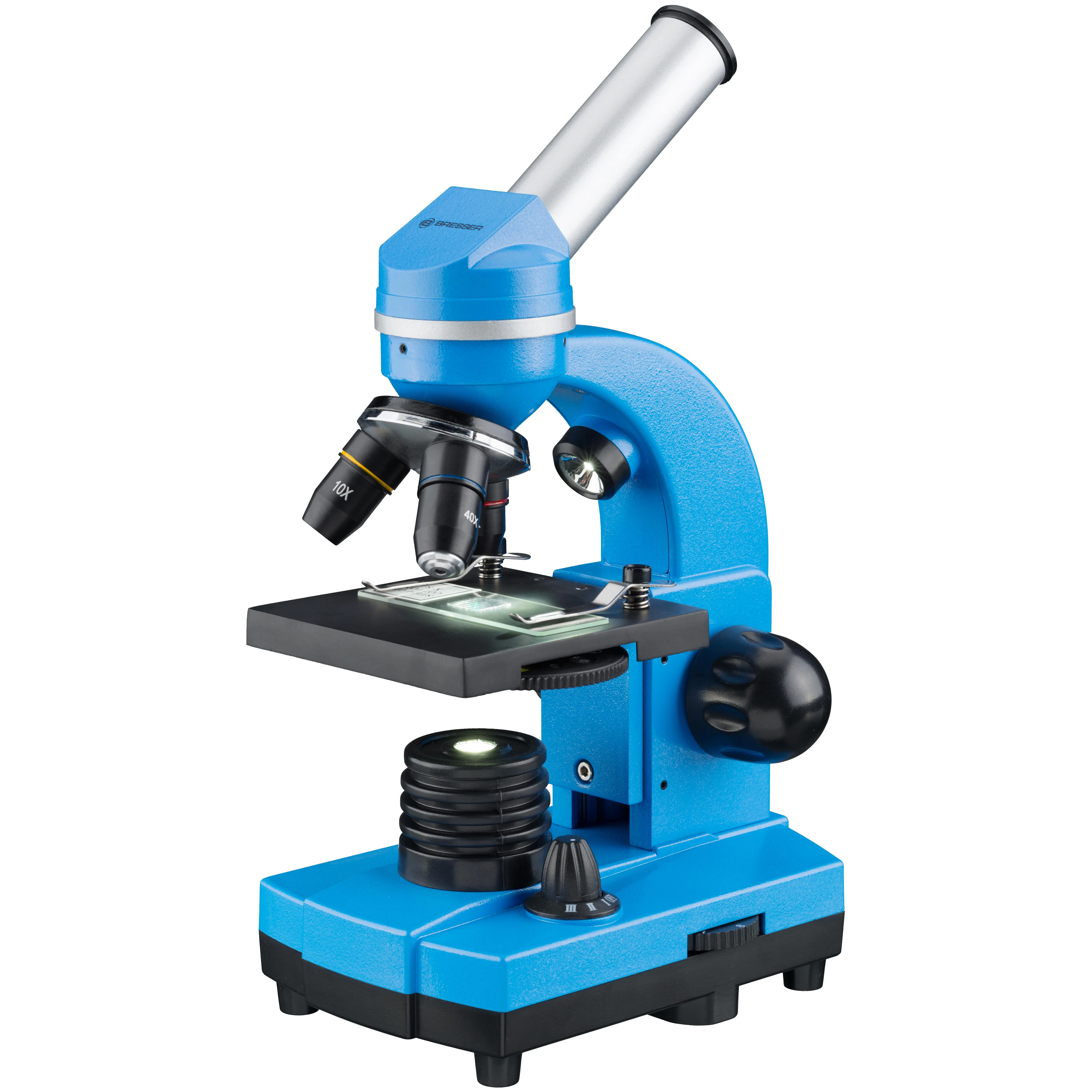Mikroskopas Bresser Junior Biolux SEL 40–1600x, mėlynas