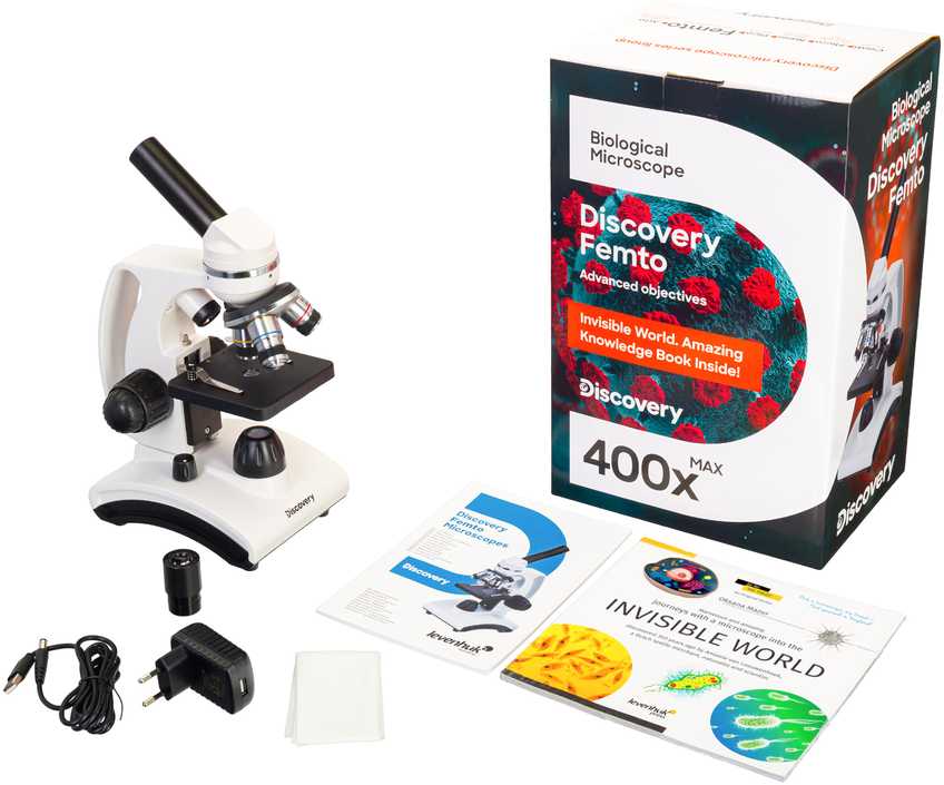 Mikroskopas Discovery Femto Polar su knyga