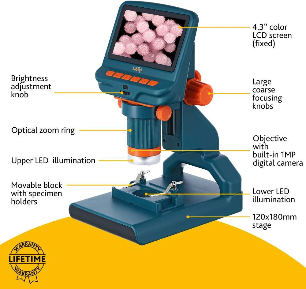 Mikroskopas, Levenhuk LabZZ DM200 LCD Digital, 17x–220x