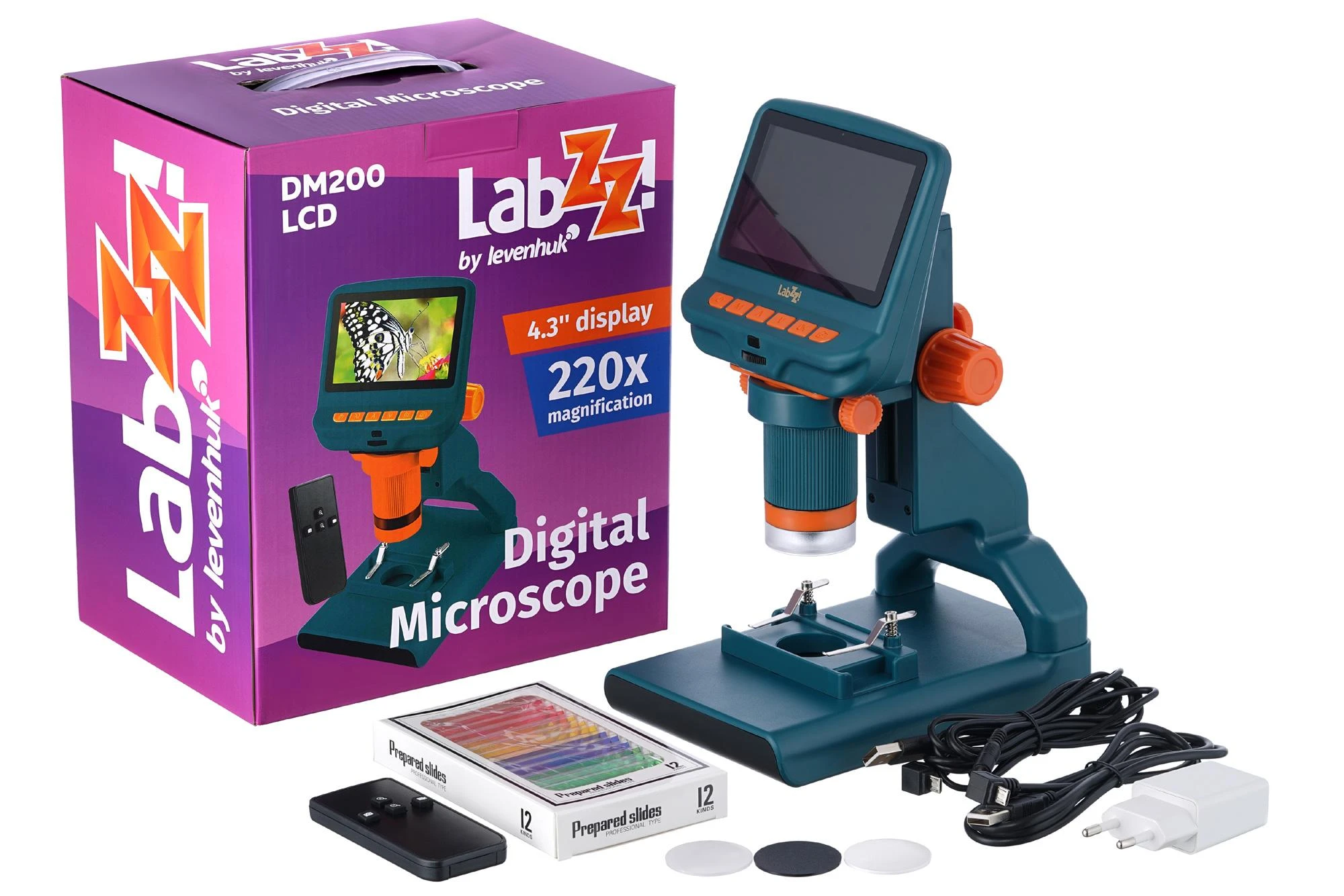 Mikroskopas, Levenhuk LabZZ DM200 LCD Digital, 17x–220x