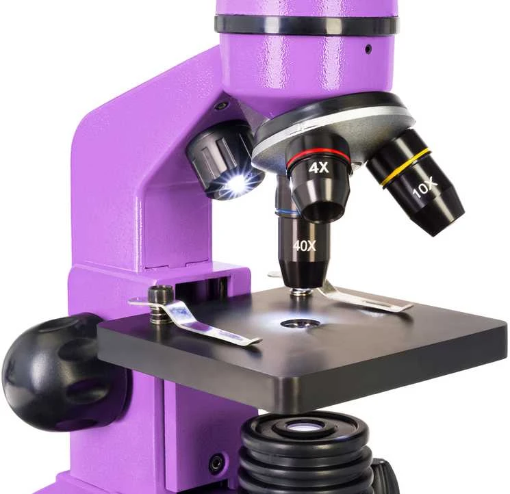 Mikroskopas Levenhuk Rainbow 2L Amethyst 40x - 400x su eksperimento komplektu K50