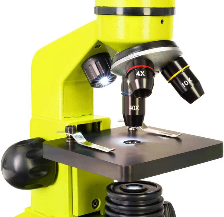 Mikroskopas Levenhuk Rainbow 2L Lime 40x-400x su eksperimento komplektu K50