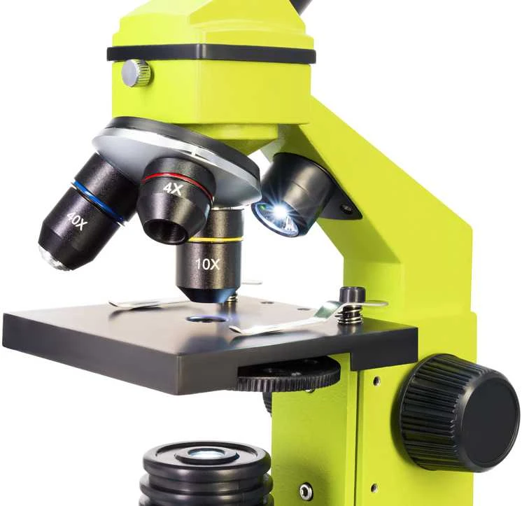 Mikroskopas Levenhuk Rainbow 2L PLUS Lime 64x - 640x su eksperimento komplektu K50