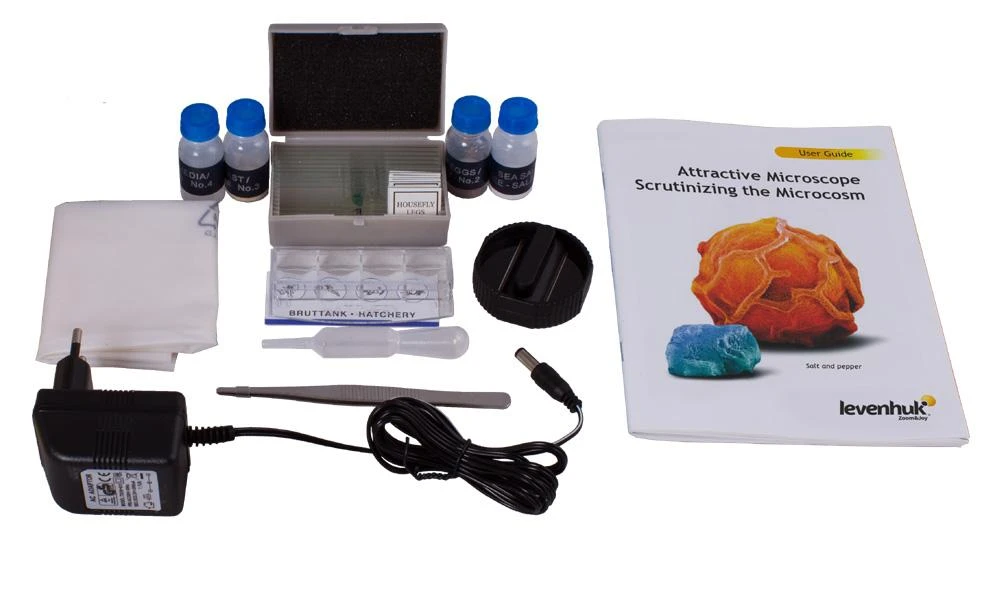 Mikroskopas Levenhuk Rainbow 2L PLUS Moonstone 64x - 640x su eksperimento komplektu K50