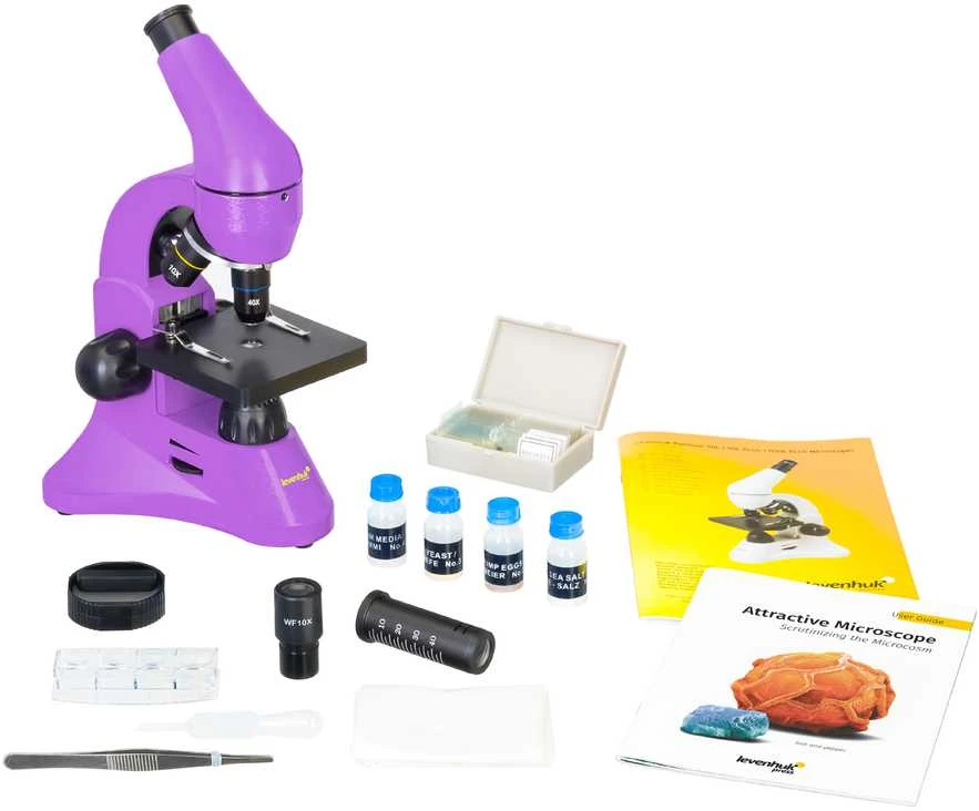 Mikroskopas Levenhuk Rainbow 50L Amethyst 40x–800x su eksperimentiniu rinkiniu K50