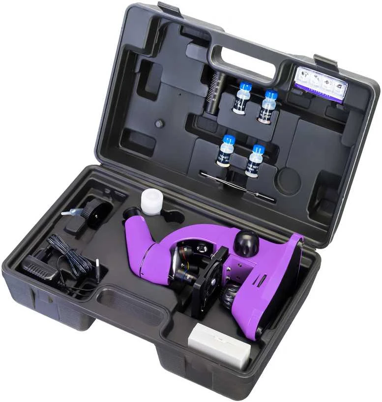 Mikroskopas Levenhuk Rainbow 50L PLUS Amethyst 64x–1280x su eksperimentiniu rinkiniu K50
