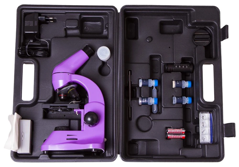 Mikroskopas Levenhuk Rainbow 50L PLUS Amethyst 64x–1280x su eksperimentiniu rinkiniu K50