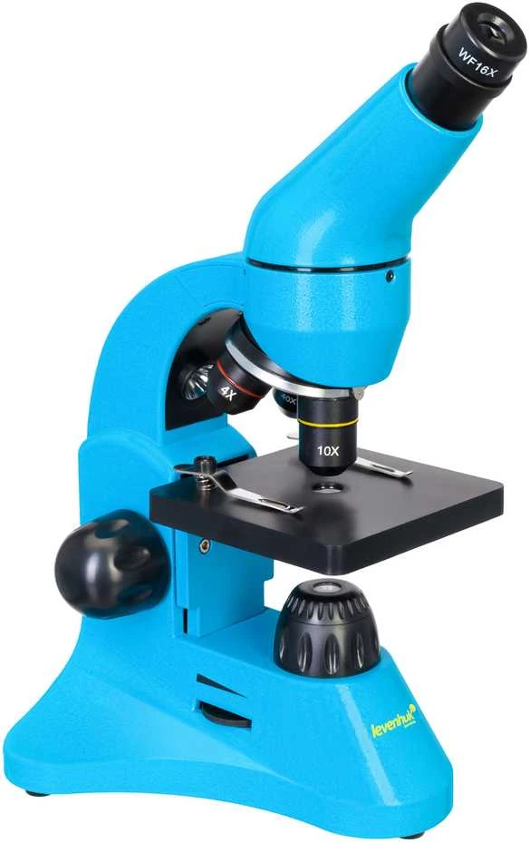 Mikroskopas Levenhuk Rainbow 50L PLUS Azure 64x–1280x su eksperimentiniu rinkiniu K50