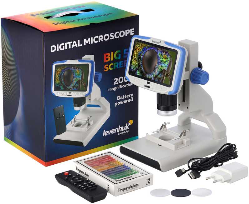 Mikroskopas, Levenhuk Rainbow 7x-200x, DM500 LCD skaitmeninis