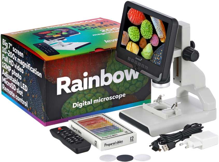 Mikroskopas, Levenhuk Rainbow DM700 LCD skaitmeninis, 10x–200x