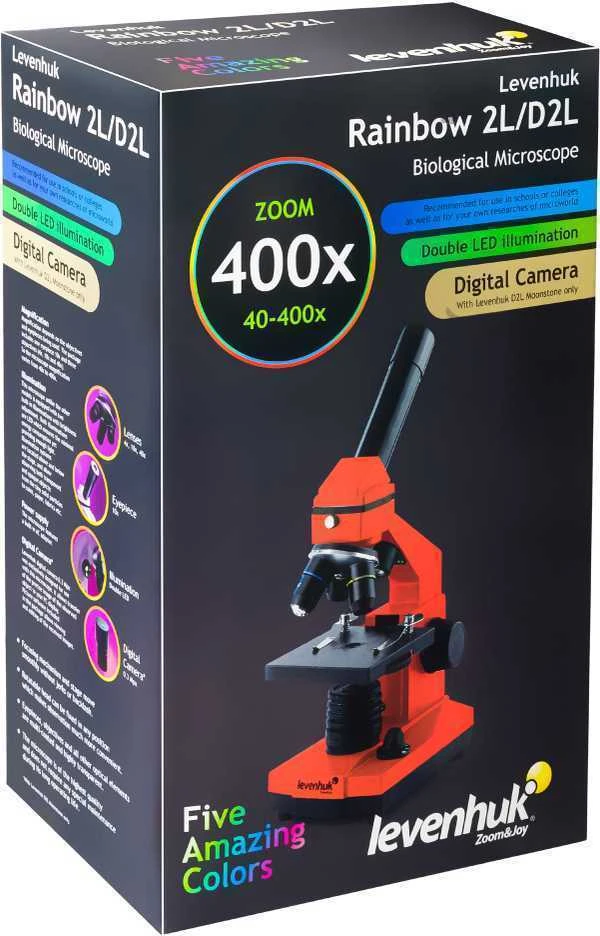 Mikroskopas su eksperimentiniu rinkiniu K50 2L Levenhuk Rainbow 40x - 400x Azure