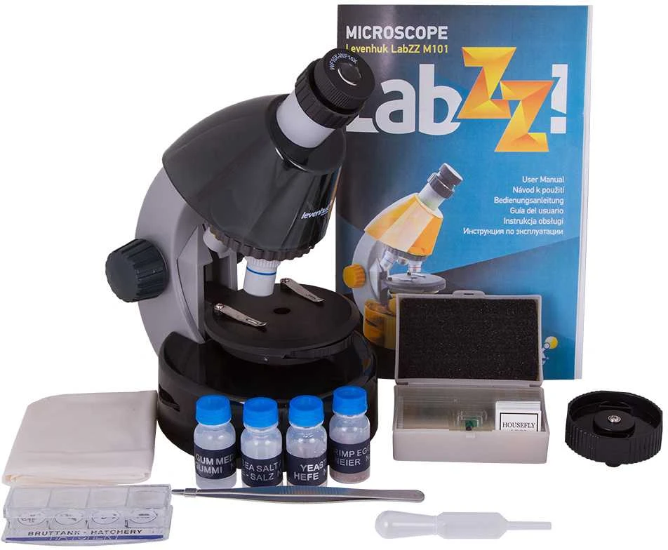 Mikroskopas vaikams, Levenhuk LabZZ M101 Moonstone, 40x-640x, su eksperimentų rinkiniu