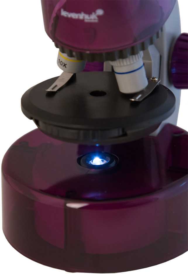 Mikroskopas vaikams, Levenhuk LabZZ M101 Amethyst, 40x-640x, su Eksperimento rinkiniu