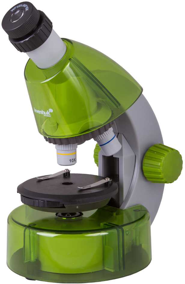 Mikroskopas vaikams, Levenhuk LabZZ M101 Lime, 40x-640x, su eksperimentų rinkiniu