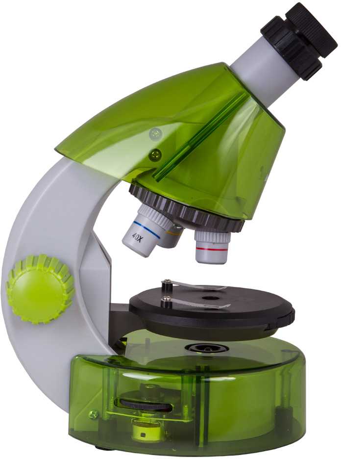 Mikroskopas vaikams, Levenhuk LabZZ M101 Lime, 40x-640x, su eksperimentų rinkiniu
