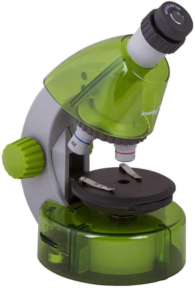Mikroskopas vaikams, Levenhuk LabZZ M101 Lime, 40x-640x, su eksperimentų rinkiniu