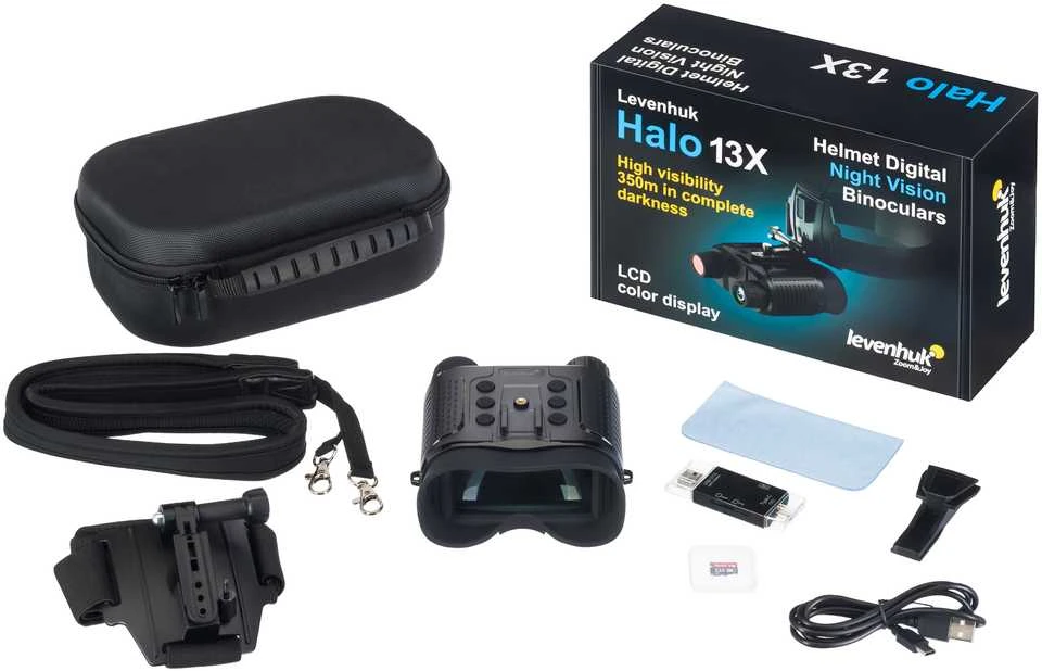Žiūronai Skaitmeninis naktinio matymo žiūronas su šalmo laikikliu Levenhuk Halo 13X