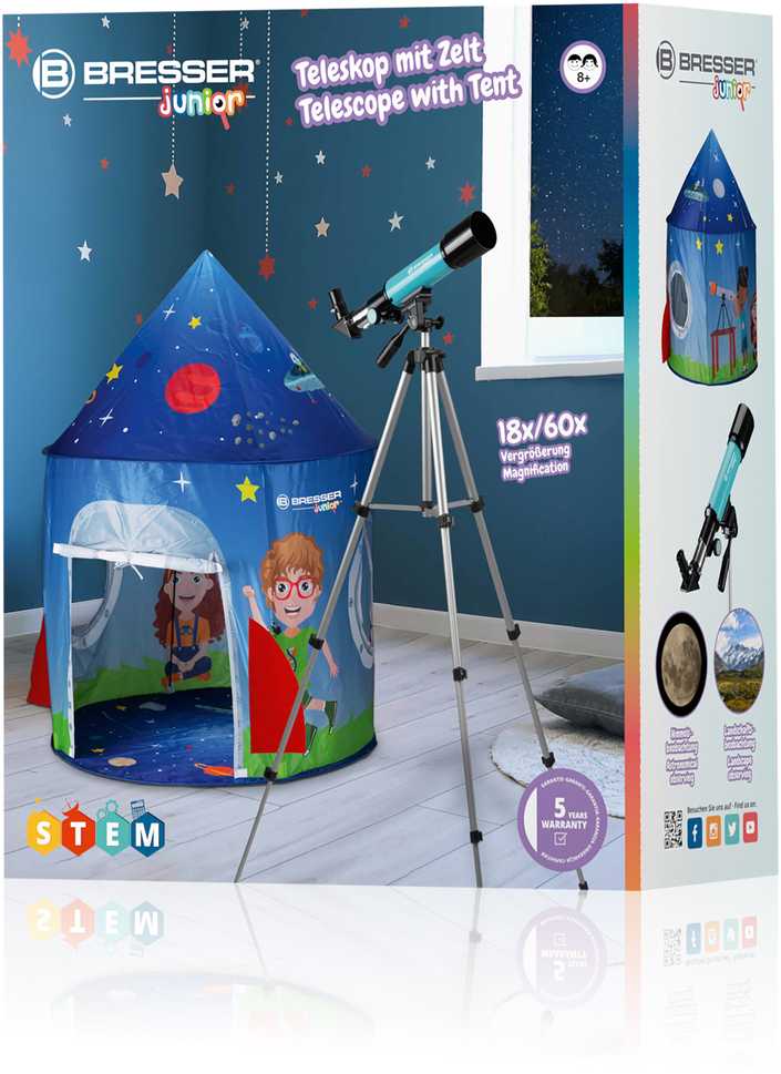 Teleskopas BRESSER JUNIOR 50/360 su palapine