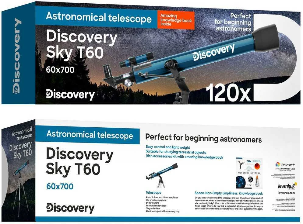 Teleskopas Discovery Sky T60 60/700 120x su knyga