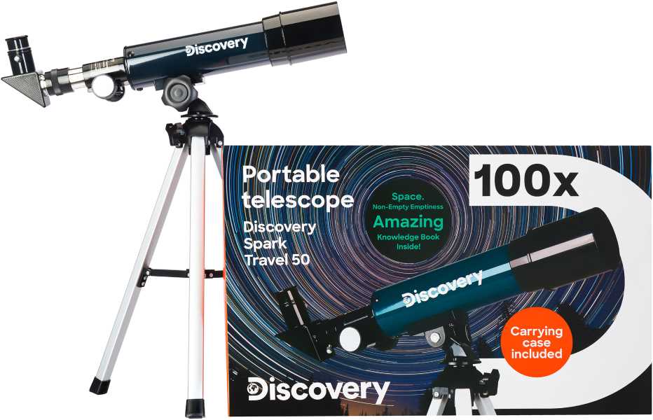Teleskopas su knyga Discovery Spark Travel 50 (RU)