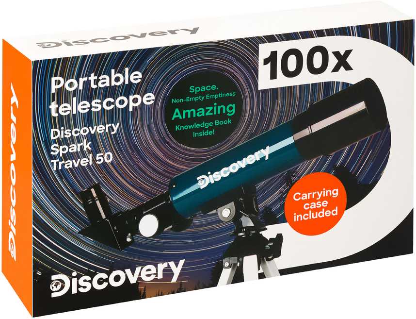 Teleskopas su knyga Discovery Spark Travel 50 (RU)