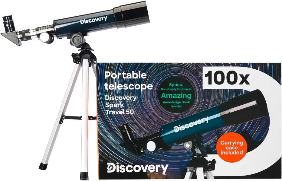 Teleskopas su knyga Discovery Spark Travel 50 (RU)