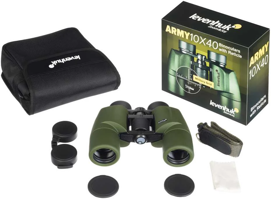 Žiūronai Levenhuk Army 10x40 su tinkleliu