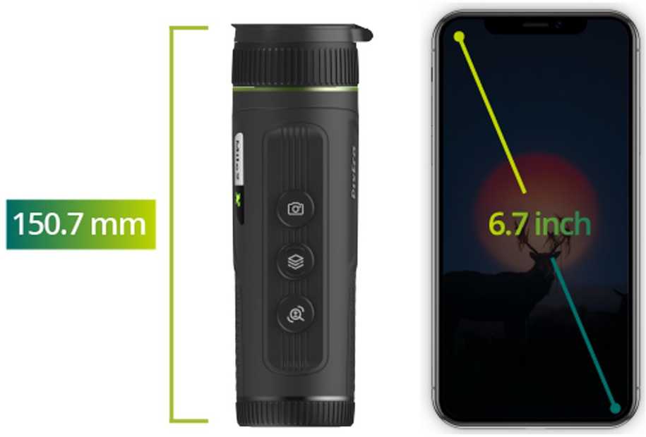 Žiūronai PIXFRA MILE 2 PFI-M210 256×192 10mm 1x-8x 50Hz Wi-Fi termovizorius