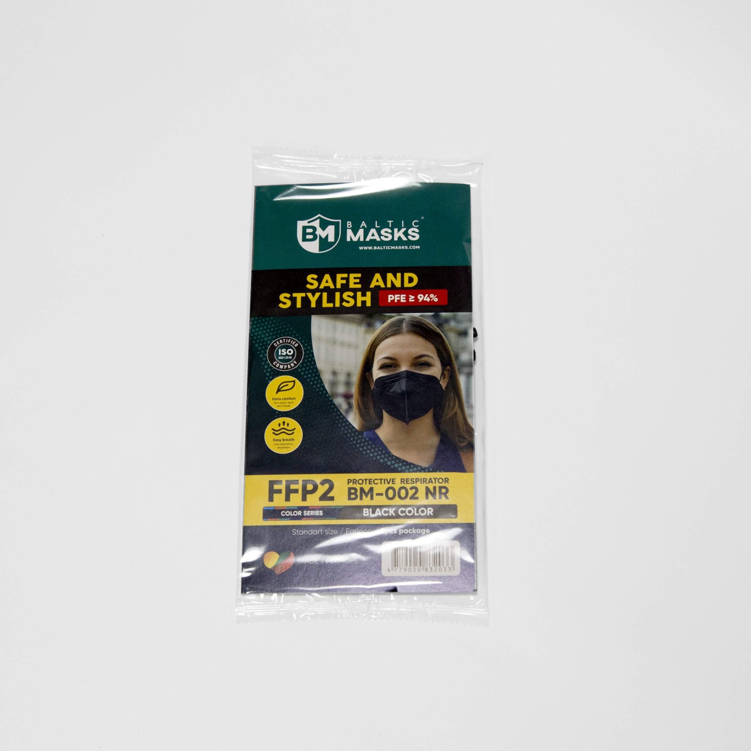 Baltic Masks FFP2 Respiratoriai (2vnt.) BM002 (Juodi), žema kaina
